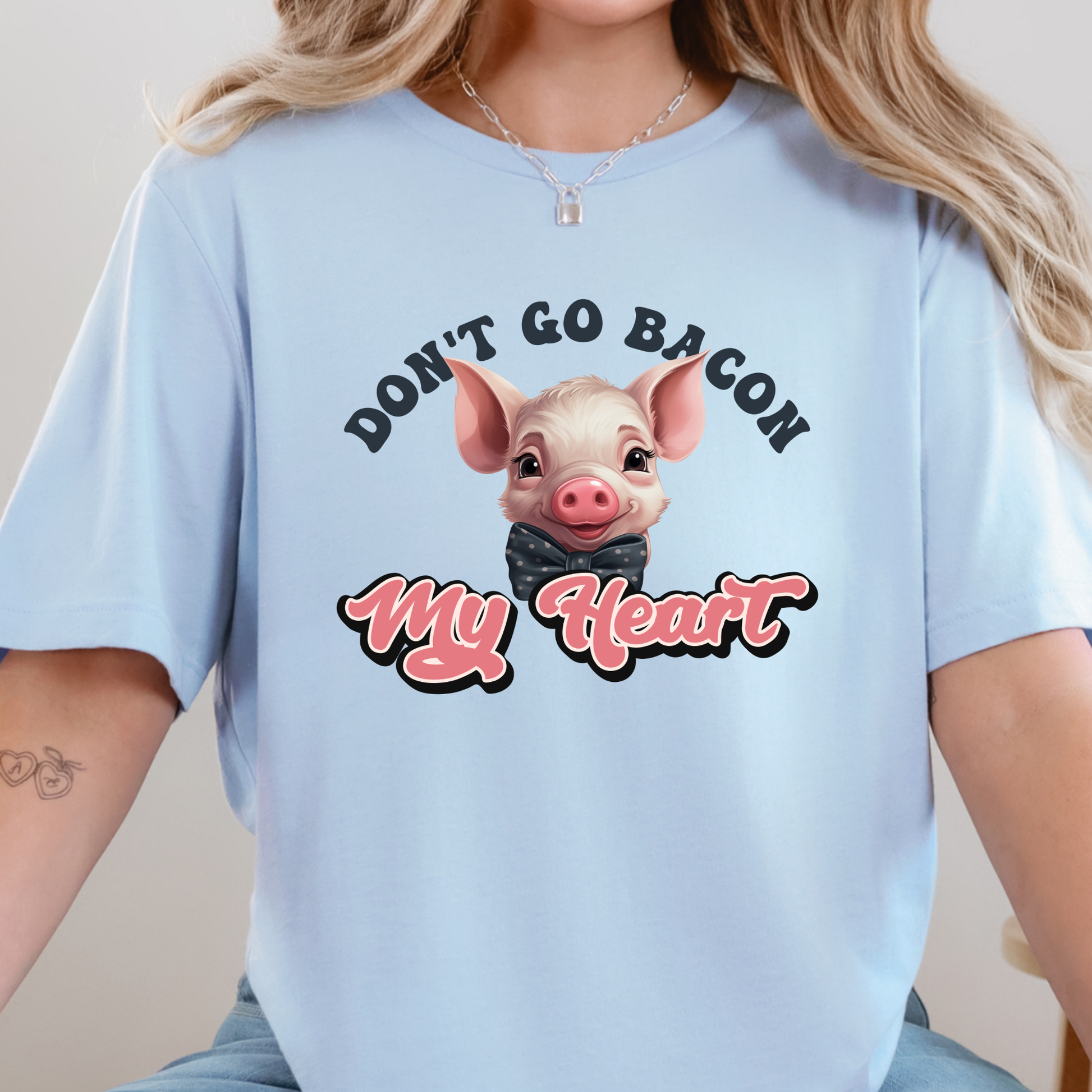Wholesale Don't Go Bacon My Heart Graphic Tee - Baby Blue