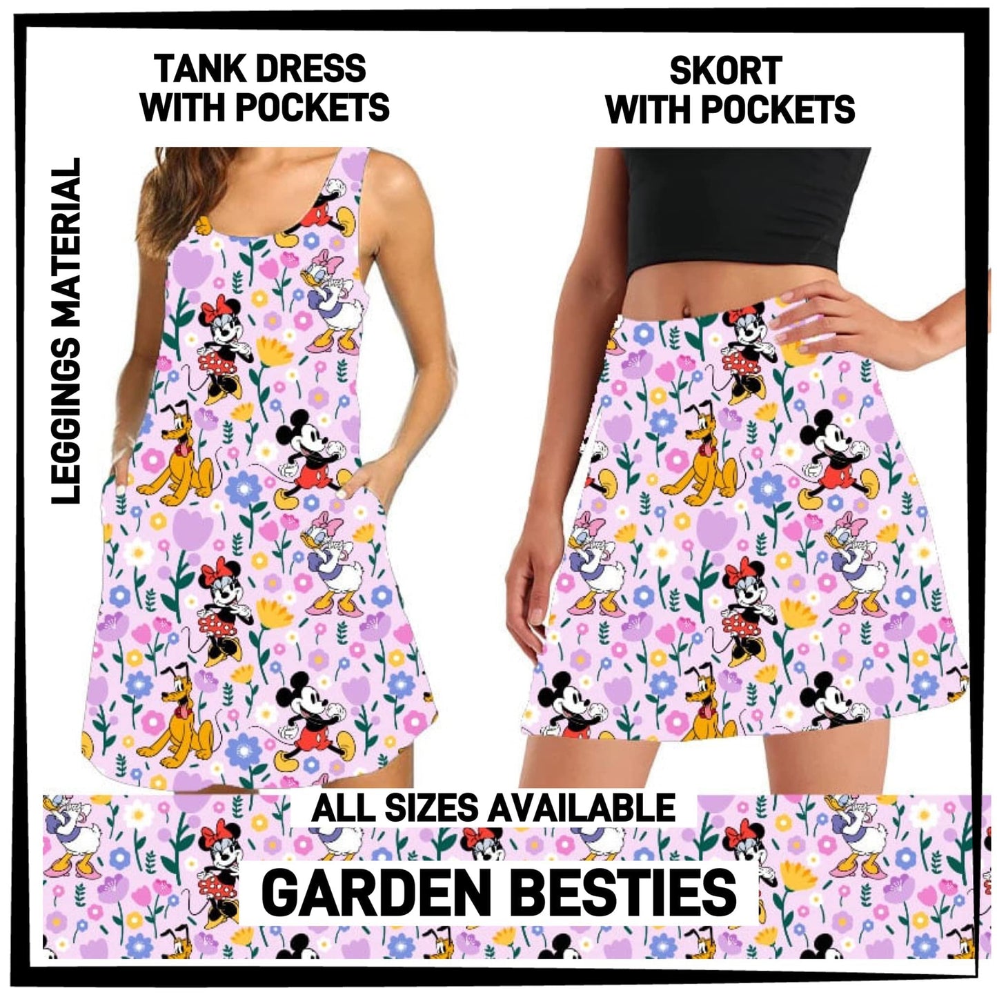 RTS - Garden Besties Tank Dress/Skort with Side Pockets