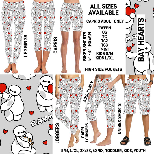 RTS - Bay Hearts Full Joggers/Capri Loungers/Unisex Shorts