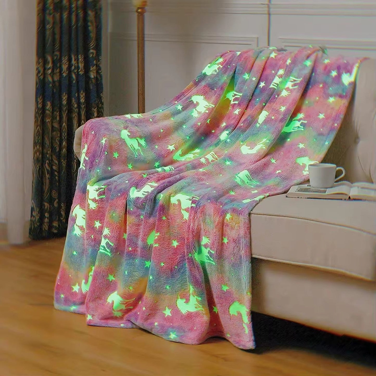 Rainbow Unicorn Glow Blanket - Alonna's Legging Land