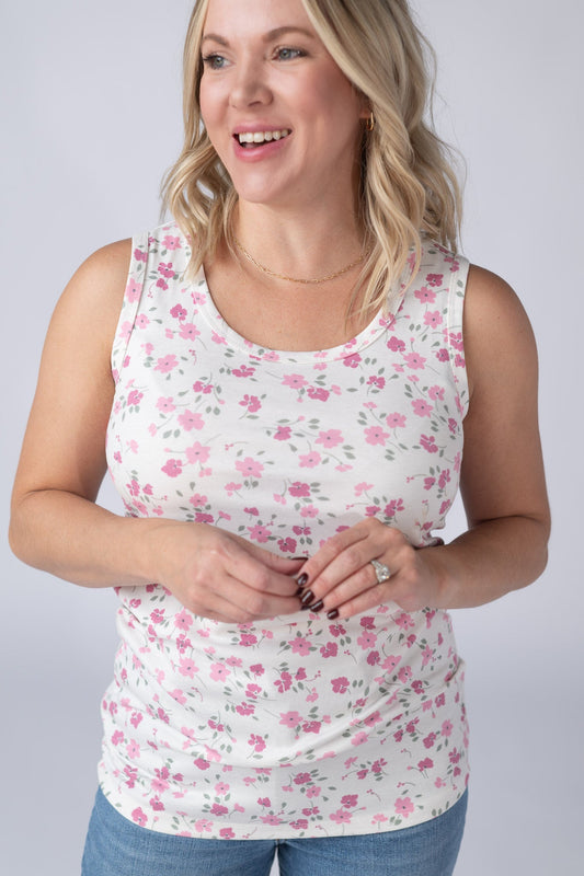 IN STOCK Ava Tank - Pretty in Pink Floral - Alonna's Legging Land