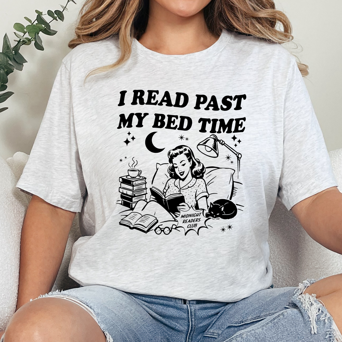 Wholesale I Read Past My Bedtime Graphic Tee - Ash