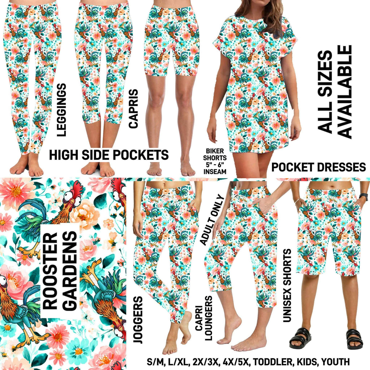 RTS - Rooster Gardens Biker with Pockets