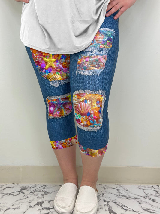 Wild Sea Denim Capri w/ Pockets | Run Ends 2/24 | ETA 42 Days - Alonna's Legging Land