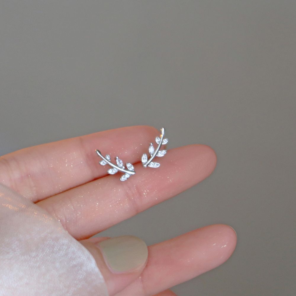 SPARKLING LEAF CLIMBER EARRINGS (PAIR) - Alonna's Legging Land