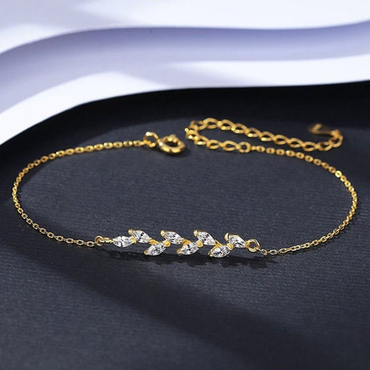 CRYSTAL LEAVES BRACELET (ADJUSTABLE) - Alonna's Legging Land