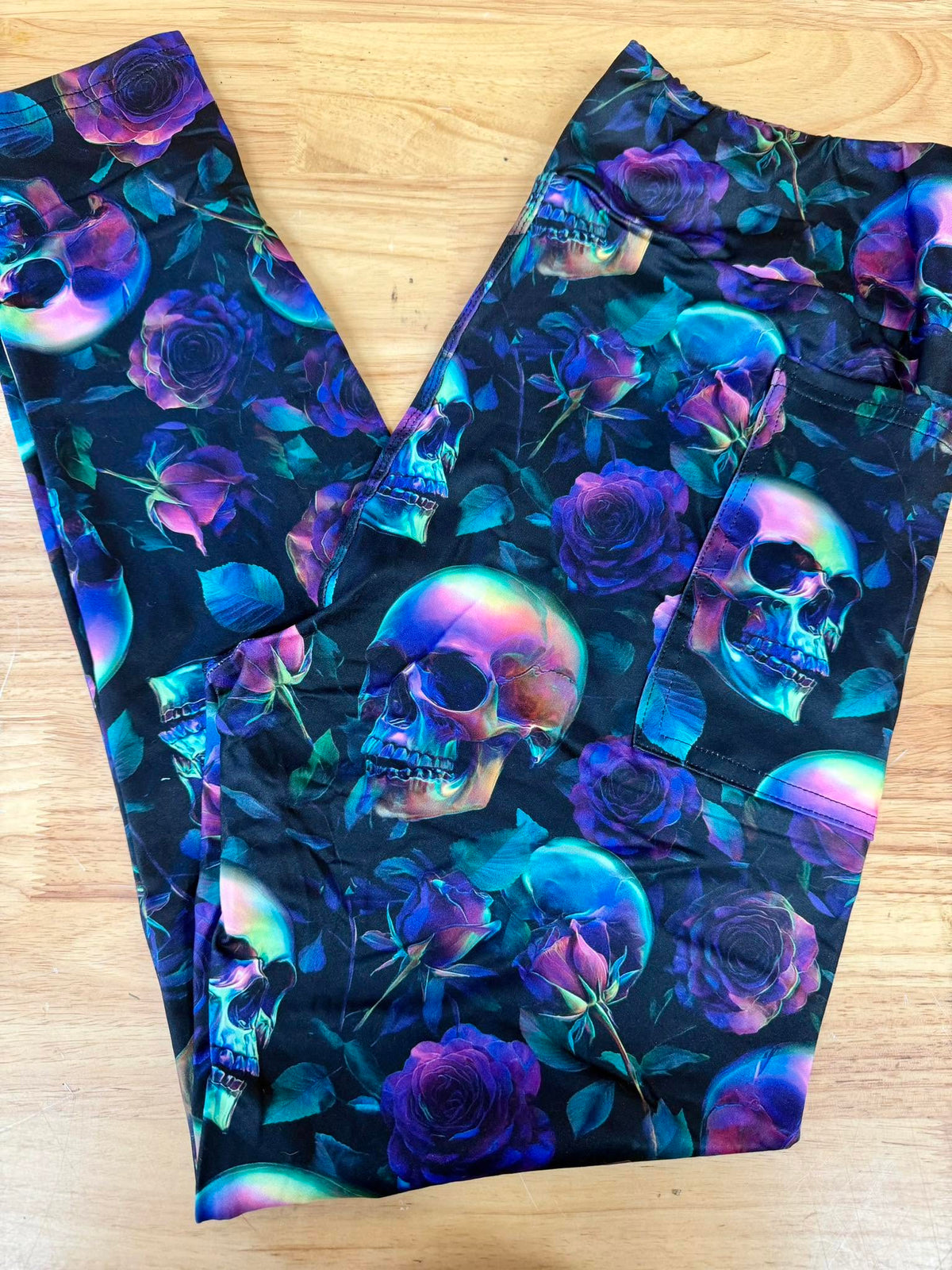 RTS - Metallic Skull Leggings with Pockets