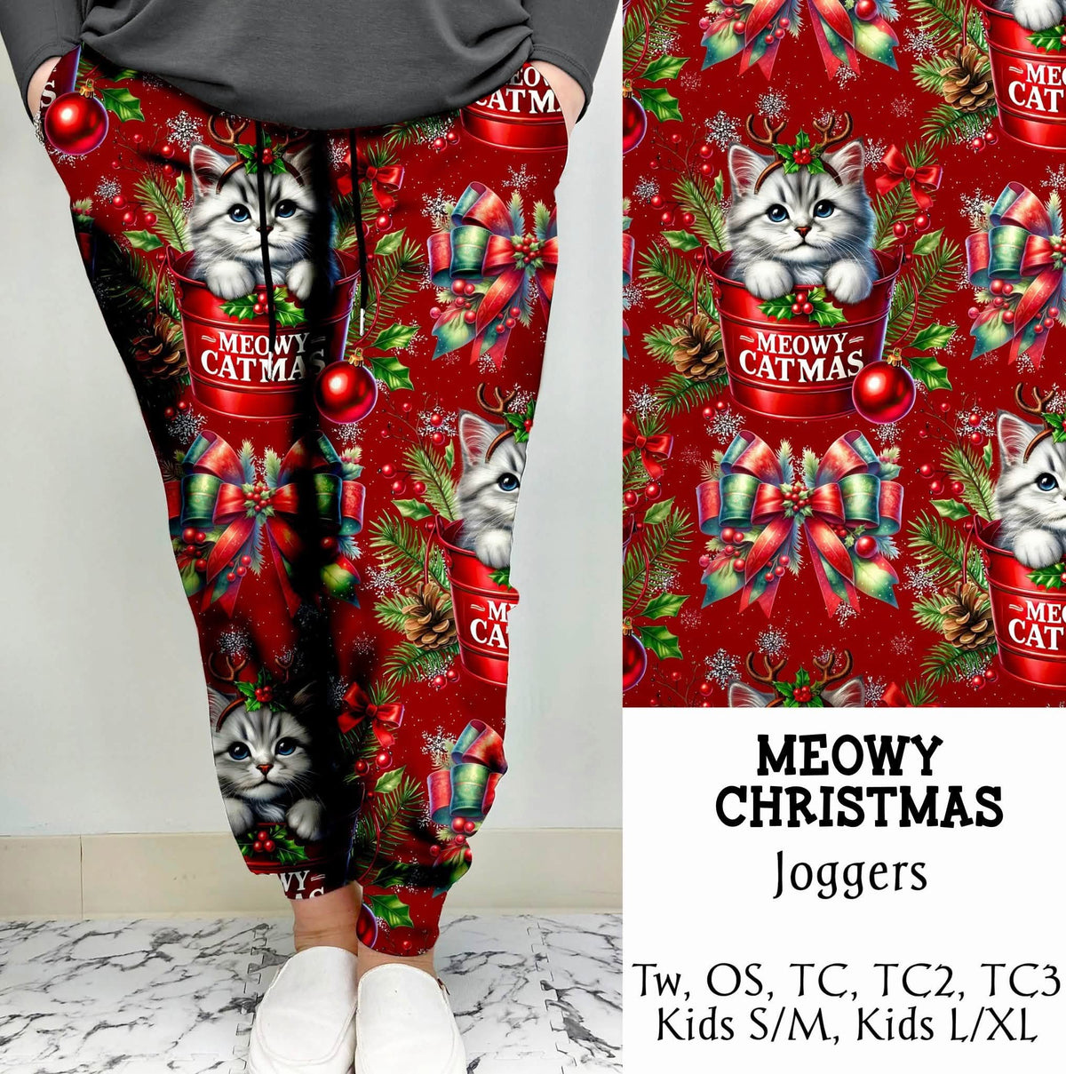 "Meowy Christmas" Leggings OR Joggers Preorder (TL)) Closing 9/8 - ETA 6-8 Weeks