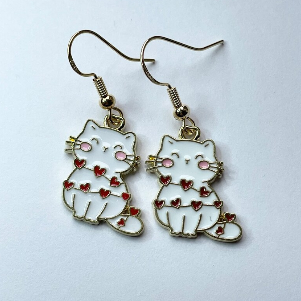 LOVE CAT EARRINGS (PAIR) - Alonna's Legging Land