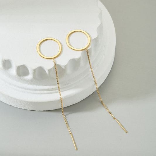 CIRCLE DANGLE THREADER EARRINGS (PAIR) - Alonna's Legging Land
