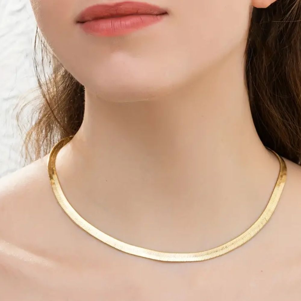 GOLD HERRINGBONE NECKLACE - Alonna's Legging Land