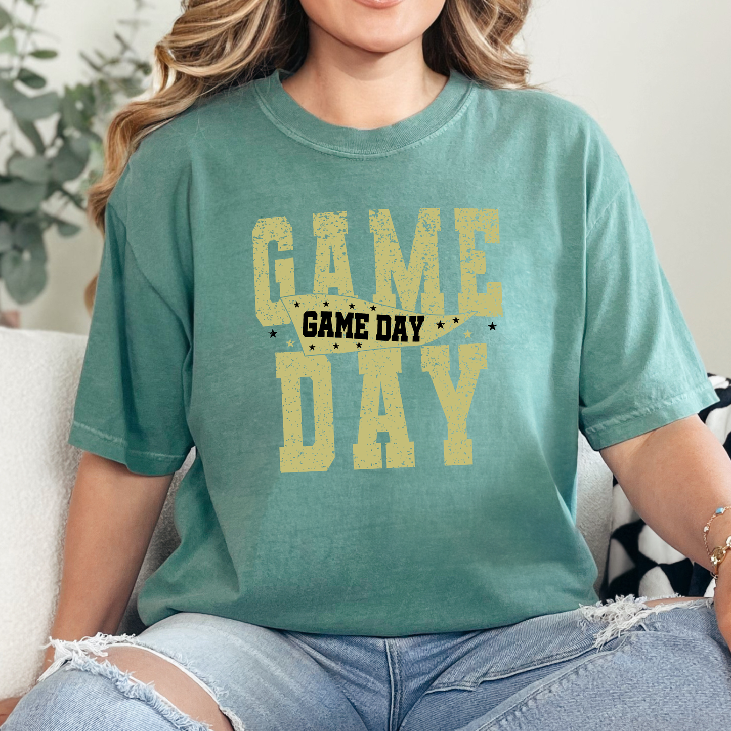 Wholesale Preppy Game Day Graphic Tee - Light Green