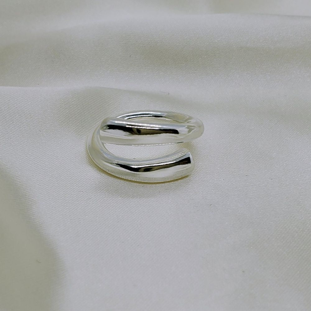 SILVER HOLLOW RING SET (ADJUSTABLE)