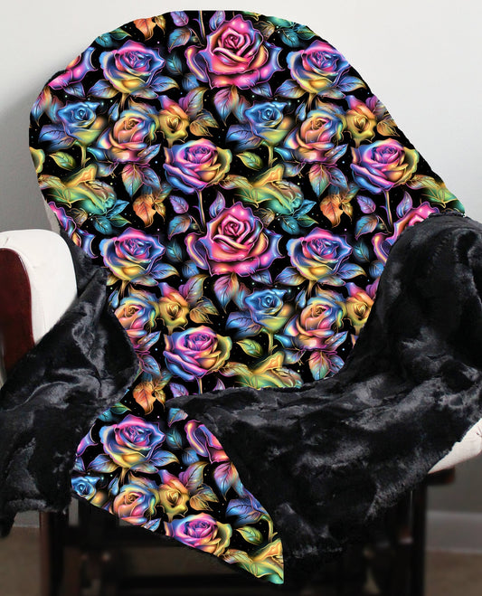 Limited RTS - Neon Roses Minky Blanket - ETA: 5 weeks