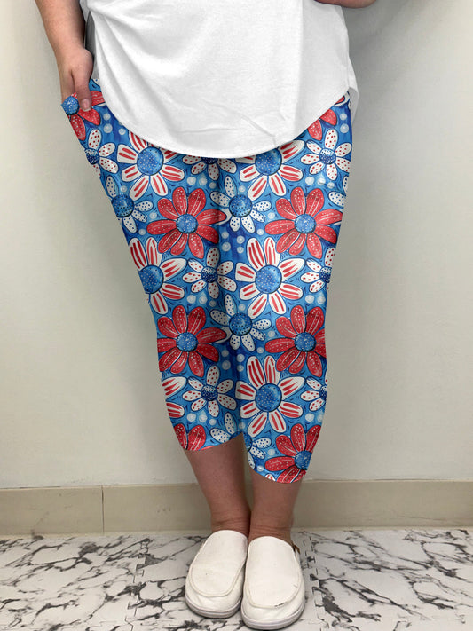 Patriotic Floral Leggings | Run Ends 2/24 | ETA 42 Days - Alonna's Legging Land
