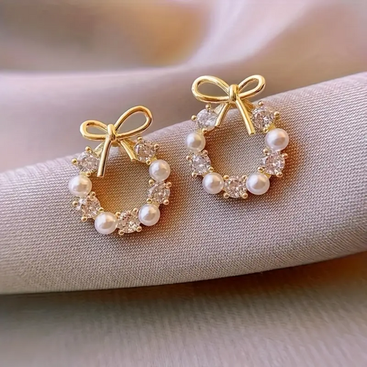PEARL BOWKNOT EARRINGS (PAIR) - Alonna's Legging Land