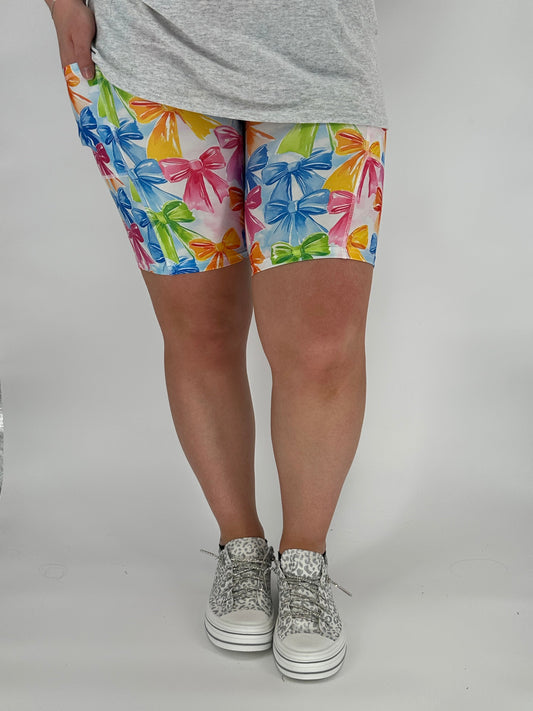Rainbow Bow Biker Shorts w/ Pockets