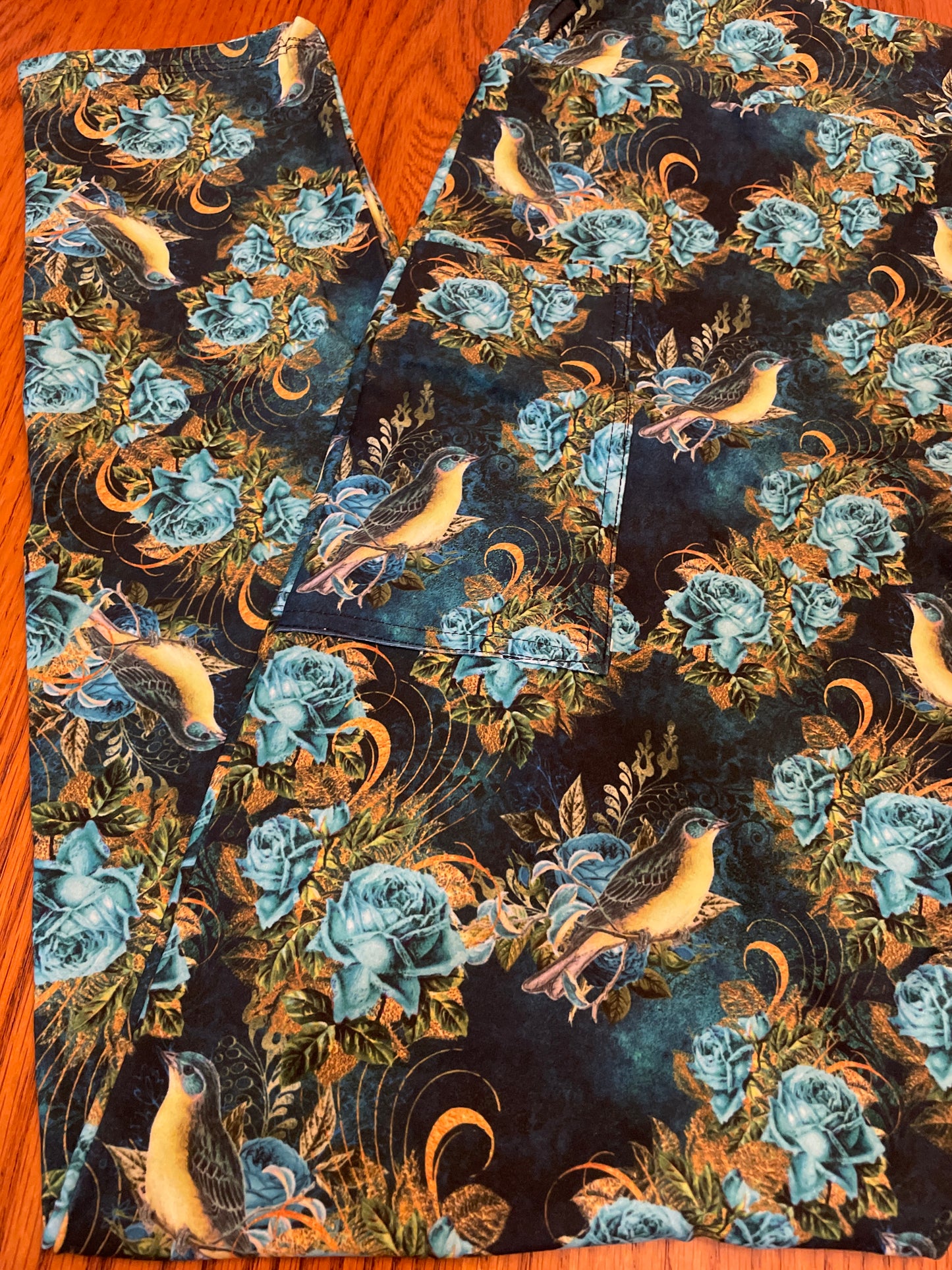 Blue bird floral full length TC with pockets