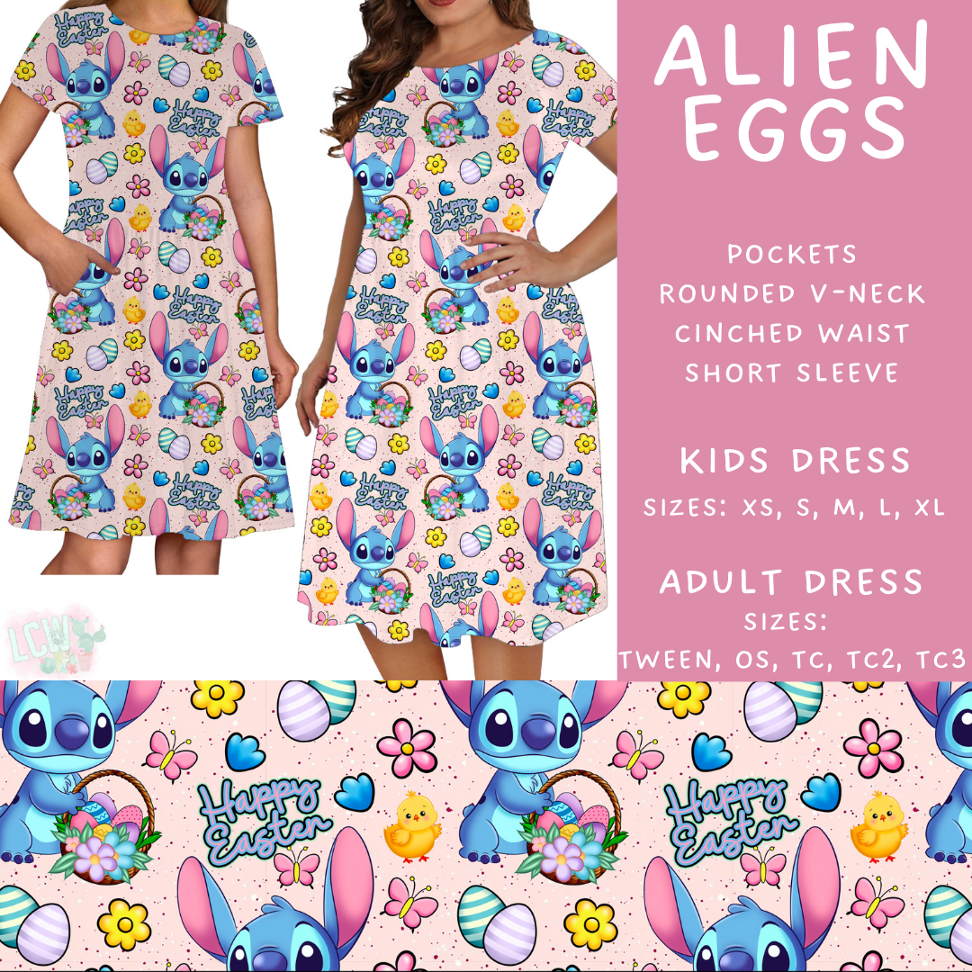 Batch #477 - Magical Character Easter - Closes 1/12 ETA - Early March - Alien Eggs Adult & Kids Dresses