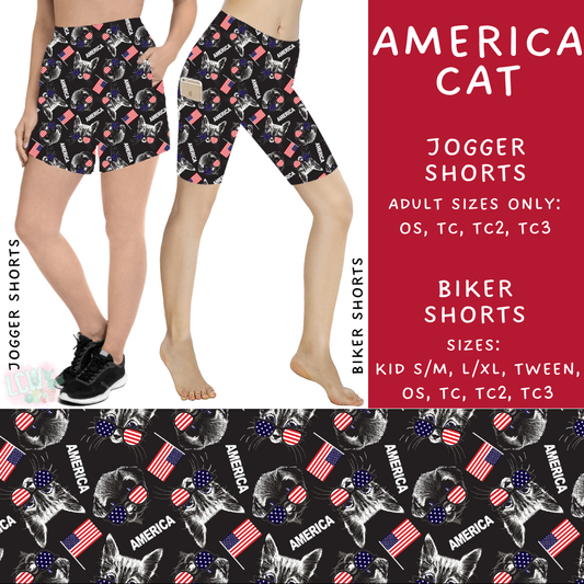 Batch #337 - USA Faves - Closes 5/7 - ETA mid June - America Cat Biker & Jogger Shorts