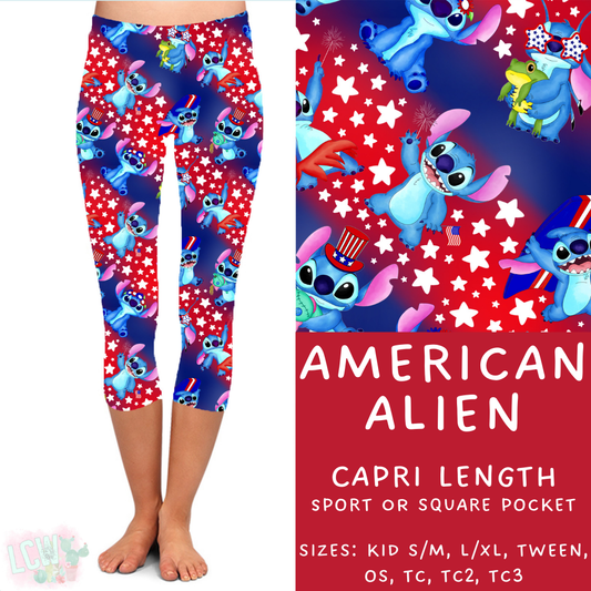 Batch #338 - Magical 4th of July - Closes 5/7 - ETA mid June - American Alien Capri Length Leggings