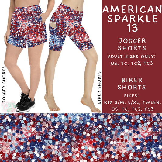 Batch #337 - USA Faves - Closes 5/7 - ETA mid June - American Sparkle 13 Biker & Jogger Shorts