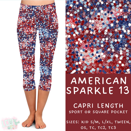 Batch #337 - USA Faves - Closes 5/7 - ETA mid June - American Sparkle 13 Capri Length Leggings
