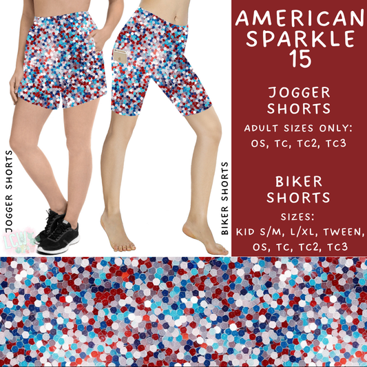Batch #337 - USA Faves - Closes 5/7 - ETA mid June - American Sparkle 15 Biker & Jogger Shorts