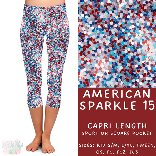 Batch #337 - USA Faves - Closes 5/7 - ETA mid June - American Sparkle 15 Capri Length Leggings