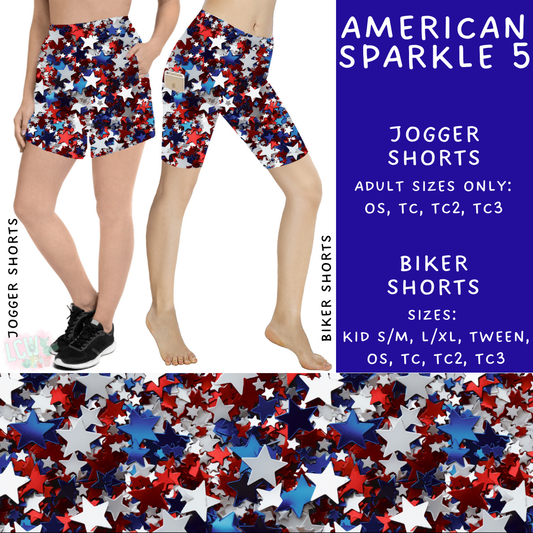 Batch #337 - USA Faves - Closes 5/7 - ETA mid June - American Sparkle 5 Biker & Jogger Shorts