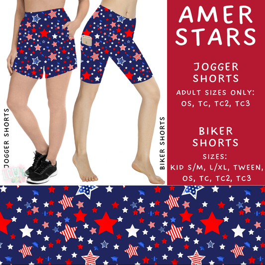 Batch #337 - USA Faves - Closes 5/7 - ETA mid June - Amer Stars Biker & Jogger Shorts