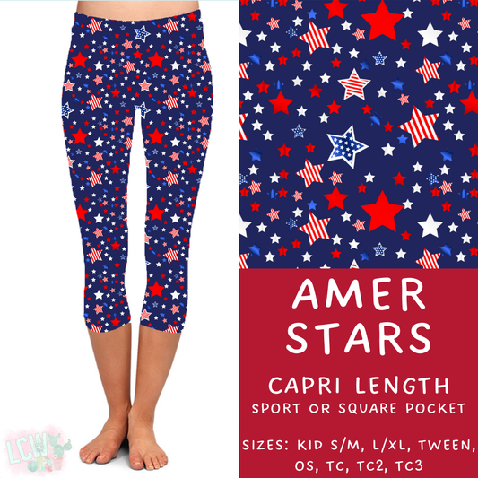 Batch #337 - USA Faves - Closes 5/7 - ETA mid June - Amer Stars Capri Length Leggings