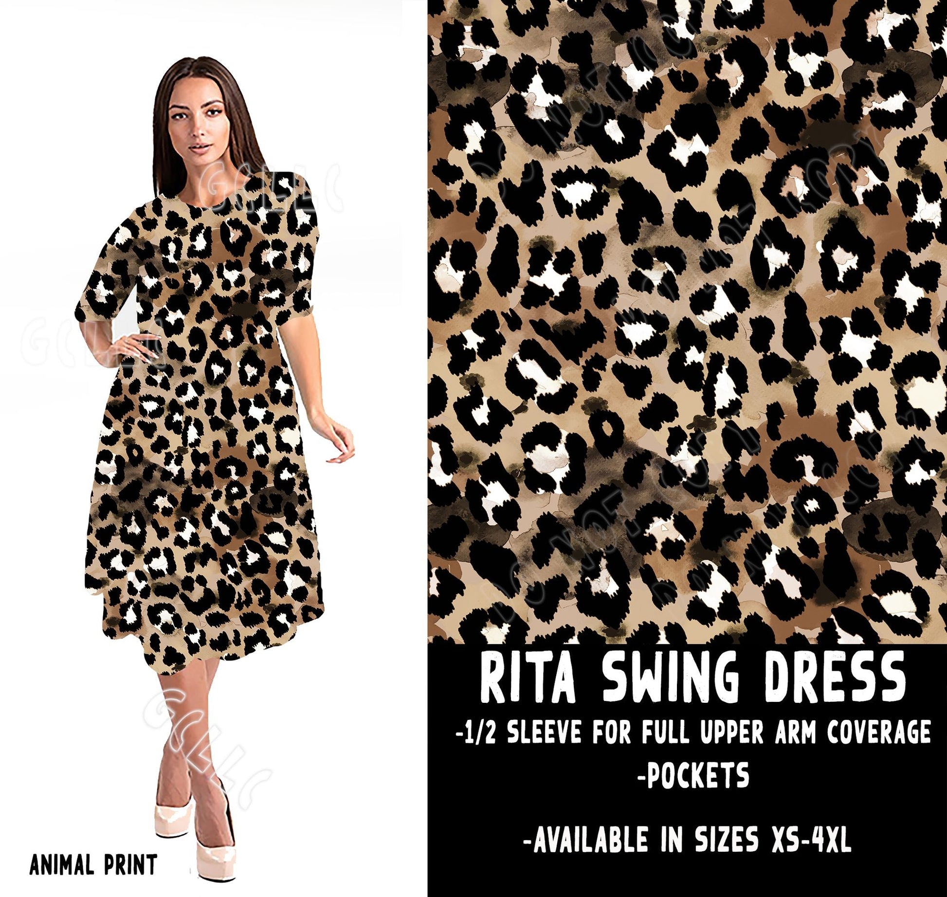 RITA SWING DRESS RUN-ANIMAL PRINT - Alonna's Legging Land