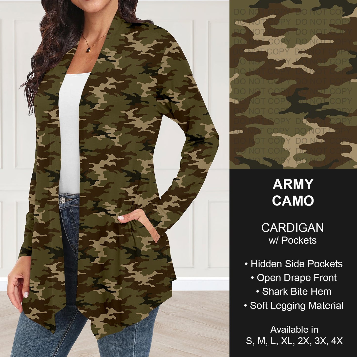 B251 - Preorder Army Camo Cardigan w/ Pockets (Closes 9/14. ETA: mid Nov.)