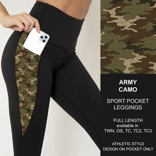 B251 - Preorder Army Camo Sport Pocket Leggings (Closes 9/14. ETA: mid Nov.)