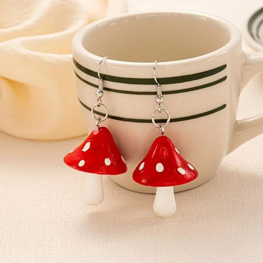 RED MUSHROOM EARRINGS (PAIR)