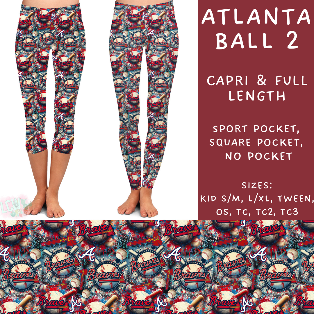 Batch #498 - Strike Out 3 - Closes 3/2 - ETA early May - Atlanta Ball 2 Full and Capri Length Leggings - Alonna's Legging Land