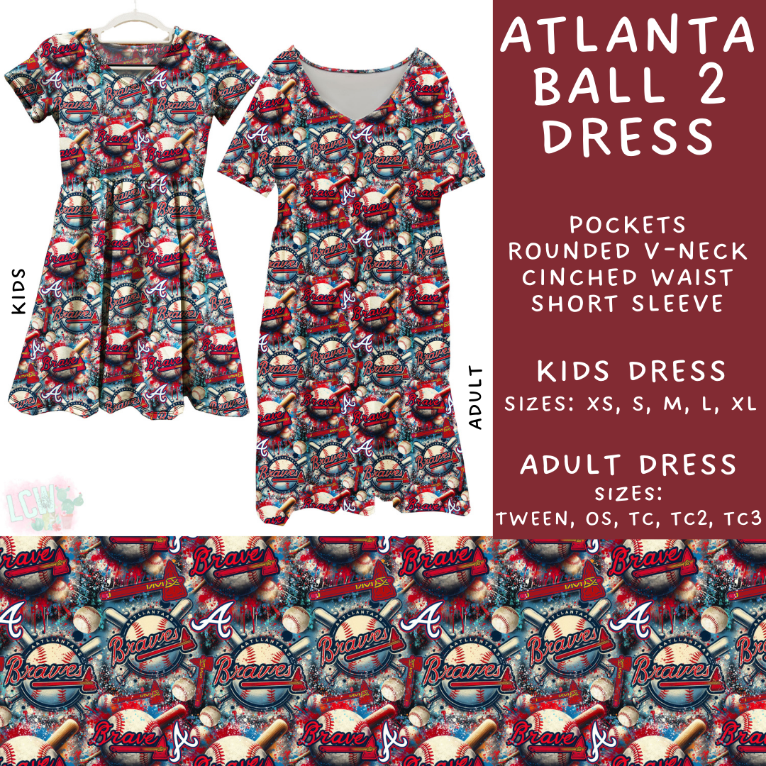 Batch #498 - Strike Out 3 - Closes 3/2 - ETA early May - Atlanta Ball 2 Adult & Kids Dresses - Alonna's Legging Land