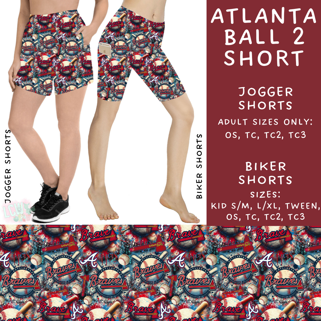 Batch #498 - Strike Out 3 - Closes 3/2 - ETA early May - Atlanta Ball 2 Biker & Jogger Shorts - Alonna's Legging Land