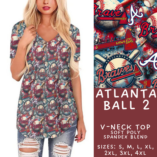 Batch #498 - Strike Out 3 - Closes 3/2 - ETA early May - Atlanta Ball 2 V-Neck Tee - Alonna's Legging Land