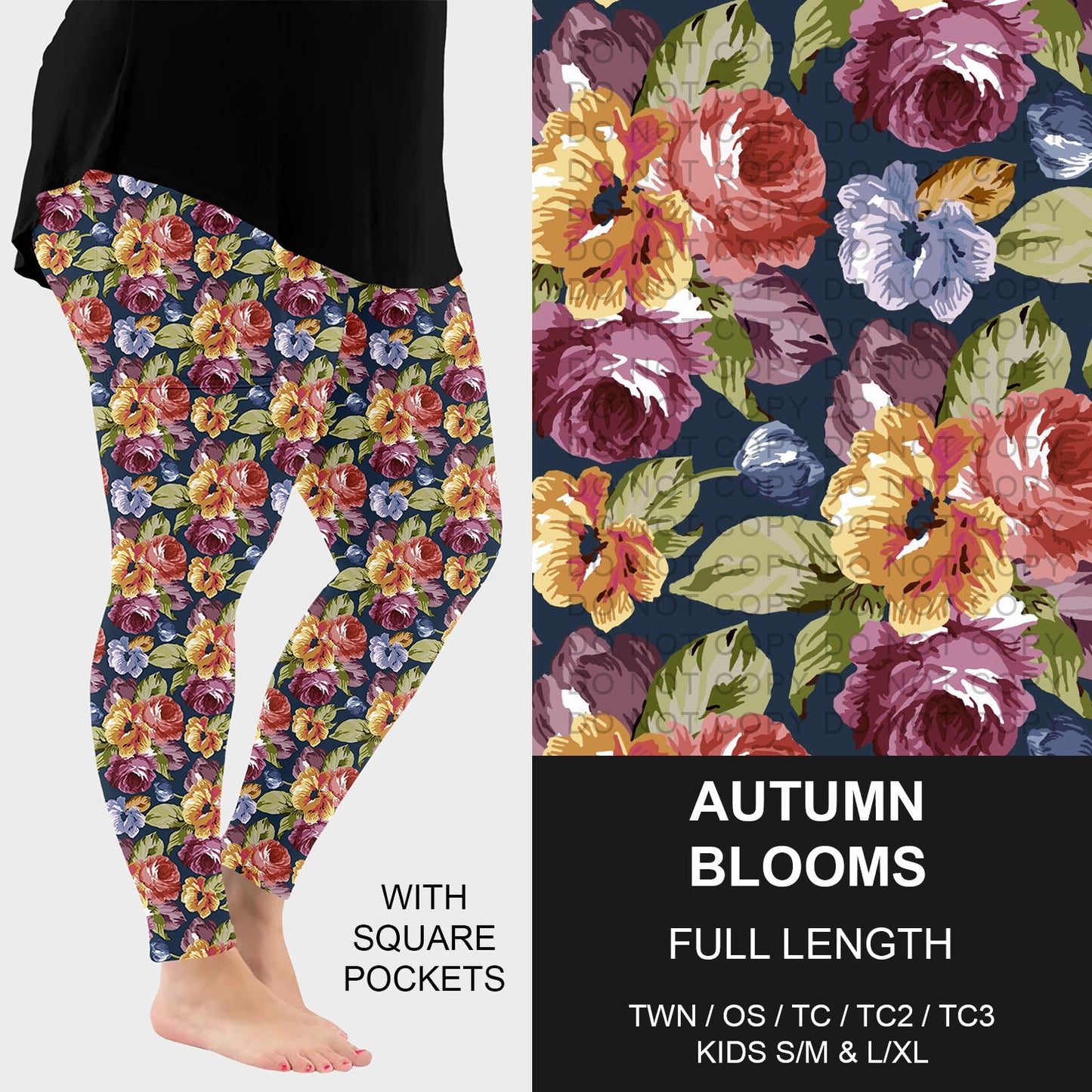 B250 - Preorder Autumn Blooms Leggings w/ Pockets (Closes 9/07. ETA early Nov.)