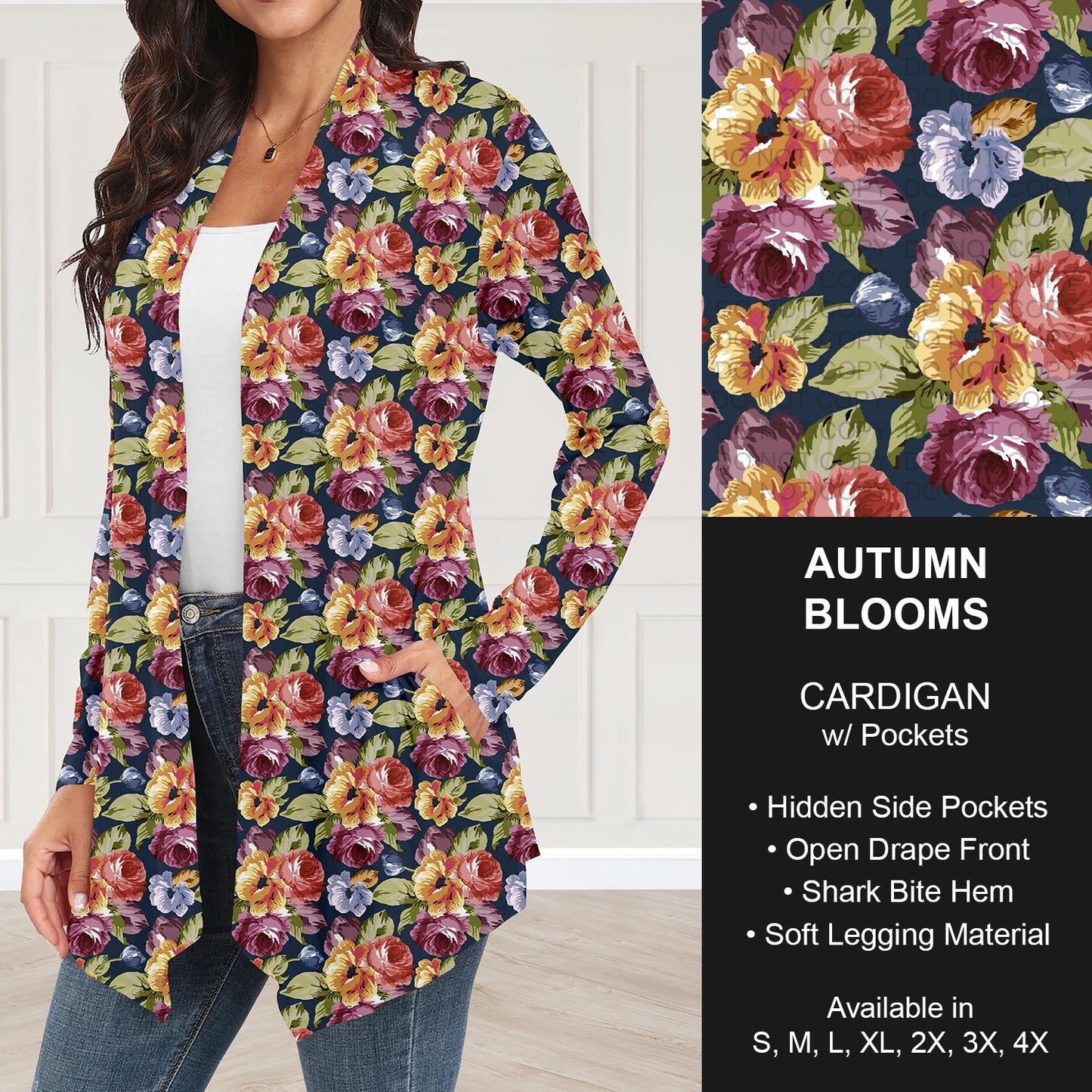 B250 - Preorder Autumn Blooms Cardigan w/ Pockets (Closes 9/07. ETA: early Nov.)
