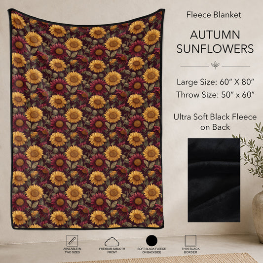 B304 - Pre-Order Autumn Sunflowers Fleece Blanket (Closes 7/31. ETA: early Oct)