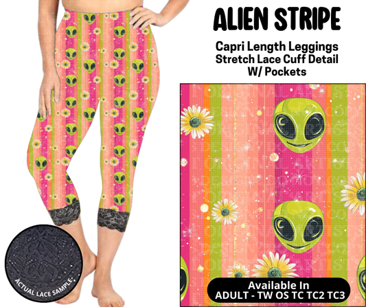 Preorder! Closes 5/12. ETA August. Alien Stripe Lace Cuff Capris w/ Pockets