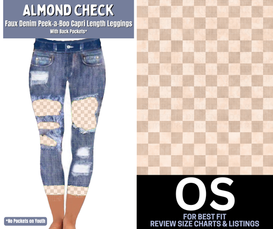 Almond Check Capri Faux Denim Peekaboo