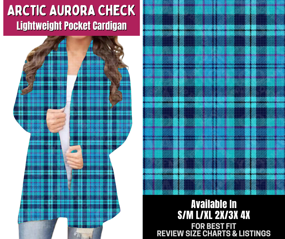Preorder! Closes 8/6. ETA Nov. Arctic Aurora Check Pocket Cardigan