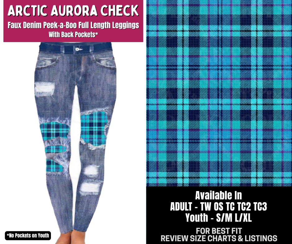 Preorder! Closes 8/6. ETA Nov. Arctic Aurora Check Full Length Faux Denim Peekaboo