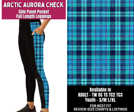 Preorder! Closes 8/6. ETA Nov. Arctic Aurora Check Side Panel Pocket Full Length Leggings
