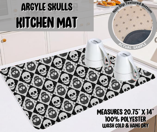 Preorder! Closes 5/22. ETA August. Argyle Skulls Kitchen Mat
