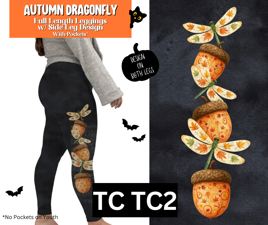 Autumn Dragonfly Full Length Leggings w/ Side Leg Designs